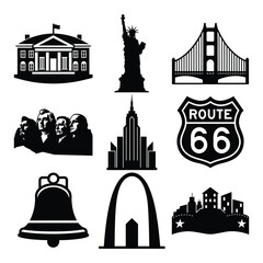 Famous USA Landmarks Vector Set