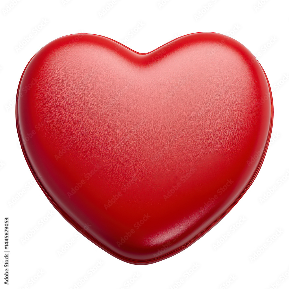 Poster shiny red heart shaped object with smooth surface, symbolizing love and affection. vibrant color and