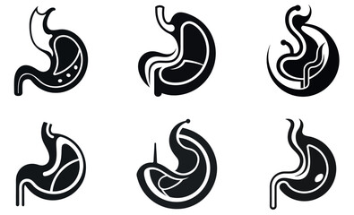 Fototapeta premium Minimalist Stomach Organ Icon Set in Black and White Vector Style