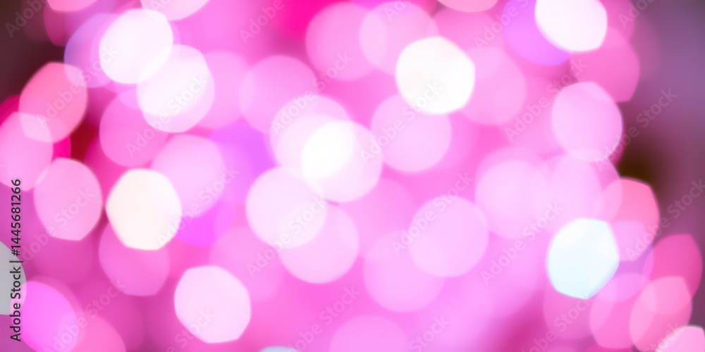 Poster abstract pink and white bokeh background with soft focus and circular light effects