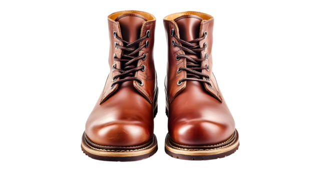 Stylish Leather Boots Isolated on Transparent Background for Fashionista Footwear Display