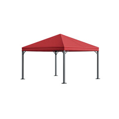Red pop up canopy tent with sturdy metal frame, ideal for outdoor events and gatherings. tent provides shade and shelter, featuring simple and portable design