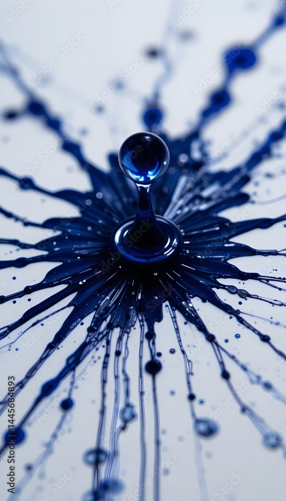 Poster ink drop impact, a moment of capillary action. fluid dynamics captured, the delicate spread on paper