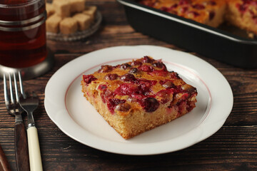 A cranberry pie, freshly backed and ready to be served