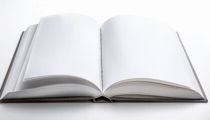 Fototapeta premium An open book with blank pages on a white background 