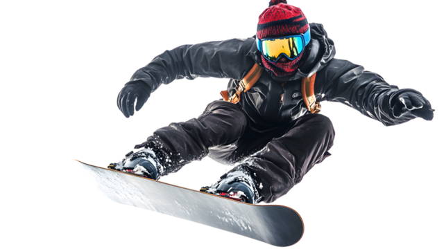 Dynamic Snowboarder Mid-Air Jumping Pose Capture