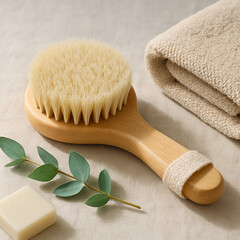 K&ouml;rperb&uuml;rste & Handtuch &ndash; Nat&uuml;rliches Stillleben f&uuml;r Achtsamkeit Body Brush & Towel &ndash; Natural Still Life of Mindful Care