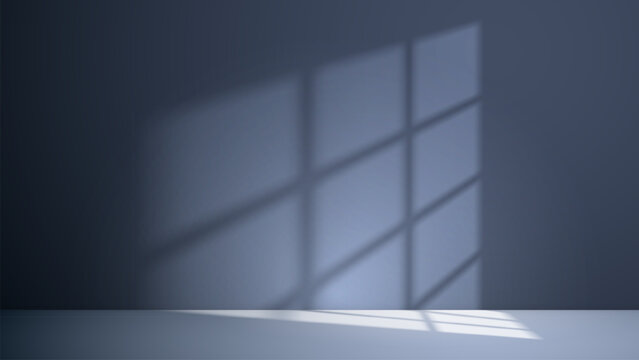 Vector background of empty white room with shadows of window for product presentation