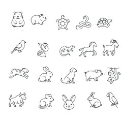 Pets line icon set