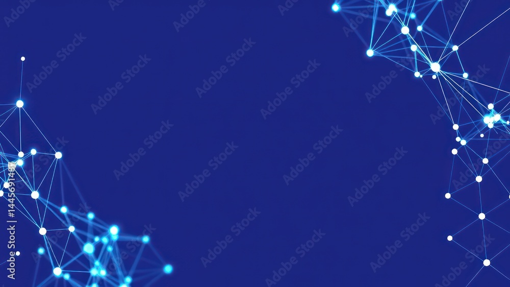 Poster abstract network connections digital nodes and lines on blue background