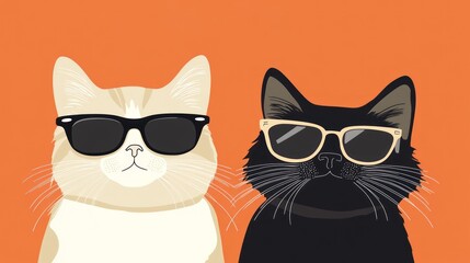 Obraz premium Two cats wearing sunglasses (2)