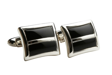 Elegant black onyx cufflinks silver toned curved design sophisticated men s accessory perfect gift