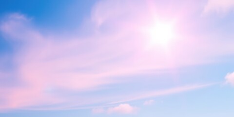 Obraz premium Pastel Pink and Blue Sky with Bright Sun