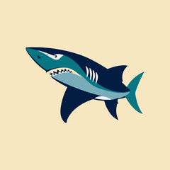 Fierce shark logo icon with angular lines and dynamic marine branding style
