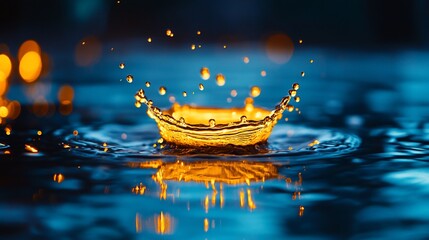 Mesmerizing liquid crown formed by a water droplet splash with vibrant colors