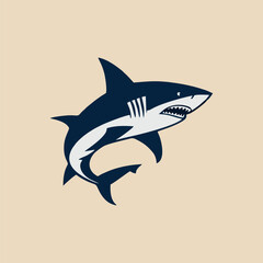 Bold shark silhouette logo with dynamic curves and ocean theme concept