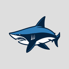 Obraz premium Flat vector shark emblem in modern blue tone for professional logo design