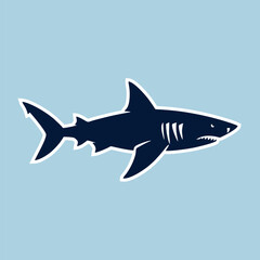 Shark silhouette logo with sharp fins and ocean predator concept vector