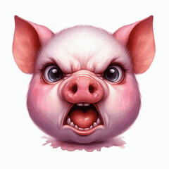 Crimson Curl Snarl pig angry isolated watercolor vector illustration svg  