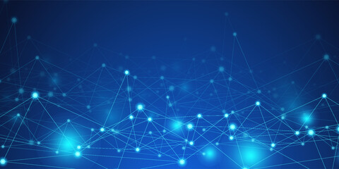 Abstract technology background with connecting dots and lines. Global network connection, digital technology and communication concept.