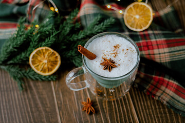 Eggnog with cinnamon, anise and nutmeg for Christmas