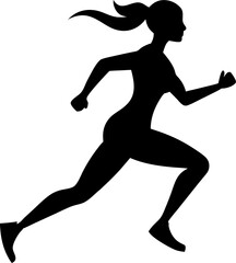 Run. Running men and women, vector set of isolated silhouettes