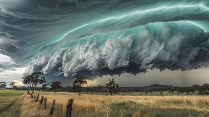 Ominous shelf cloud marking the leading edge of a severe thunderstorm Dark