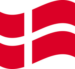 Fototapeta premium Waving Denmark flag icon red and white