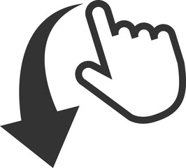 Downward swipe gesture icon with finger