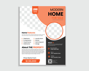 Realestate poster or flyer design layout space for photo background.	
