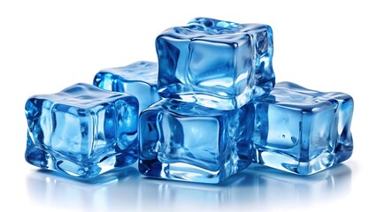 Obraz premium Ice cubes in blue isolated on white background