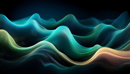 abstract 3d rendering of waves in cold colors in a dark space abstract background with bright colorful waves on a black background bright colorful soundwave multicolored art of wavy patterns