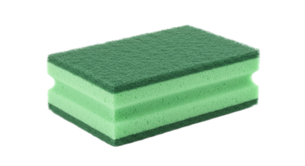 Green dish sponge shines on black