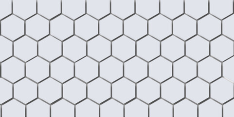 Seamless geometric vector illustration of a hexagonal honeycomb pattern with a grey metal mesh texture