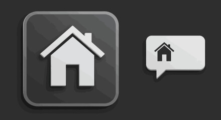 Stylized Home Icon with Rounded Square Frame and Subtle Shadowing