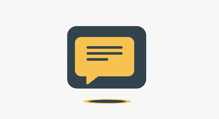 Obraz premium Yellow Speech Bubble with Text Lines in Dark Rounded Square