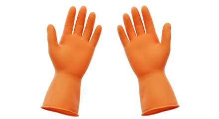 Orange protection two rubber gloves stand