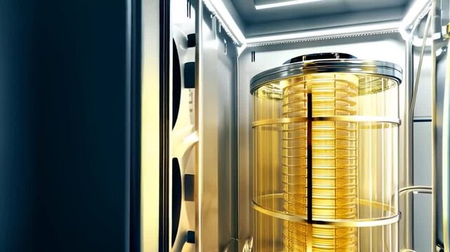 Quantum computer inside futuristic cryogenic lab