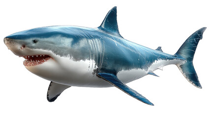 Ocean's Apex Predator: A great white shark, a symbol of power and grace, glides through the ocean depths, showcasing the apex predator's striking features and formidable presence. 
