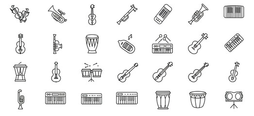 Collection of Line Art Musical Instruments