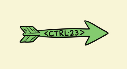 HandDrawn Green Coding Arrow with C Symbol