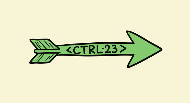 HandDrawn Green Coding Arrow with C Symbol