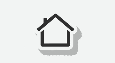 Fototapeta premium Minimalist Black House Icon with Subtle Shadow Effect on Transparent Backdrop