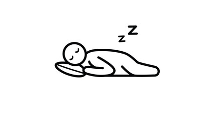 Simple Line Art of Sleeping Person with Closed Eyes on Pillow