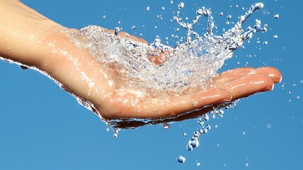 Fototapeta premium A human hand interacting with water in a splashing motion
