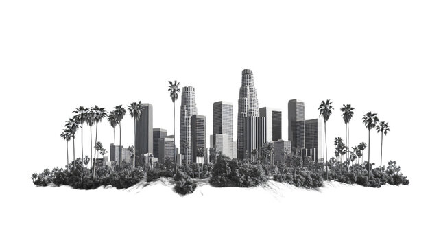 Los Angeles California Cityscape Isolated on Transparent Background for Design Projects
