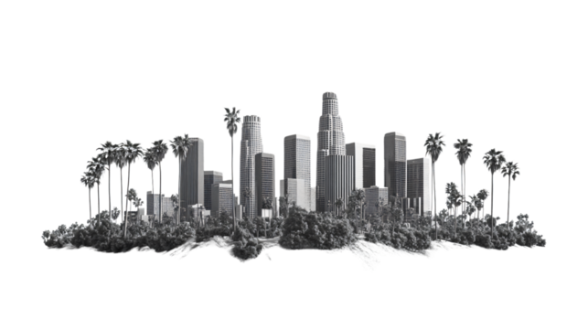 Los Angeles California Cityscape Isolated on Transparent Background for Design Projects