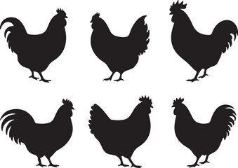 Chicken set vector silhouette illustration design