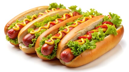 Set of hot dogs isolated on white background