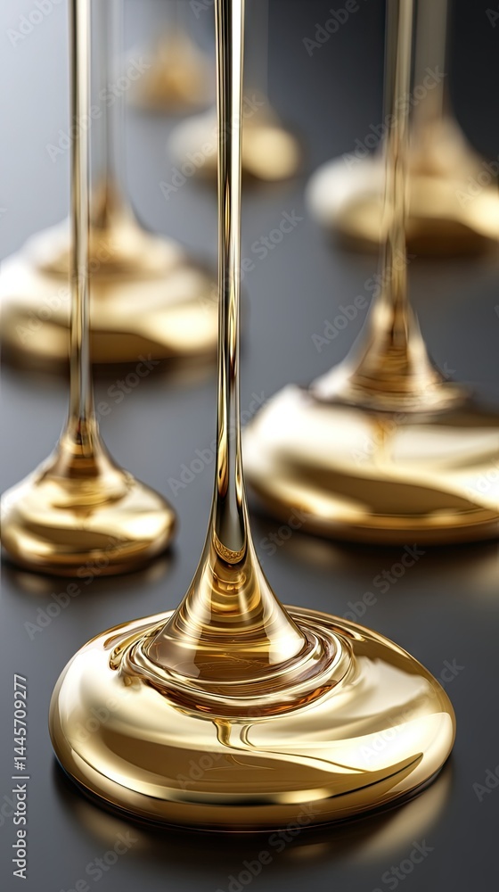 Poster gold liquid drips create an abstract art form on a glossy black backdrop capturing the essence of me